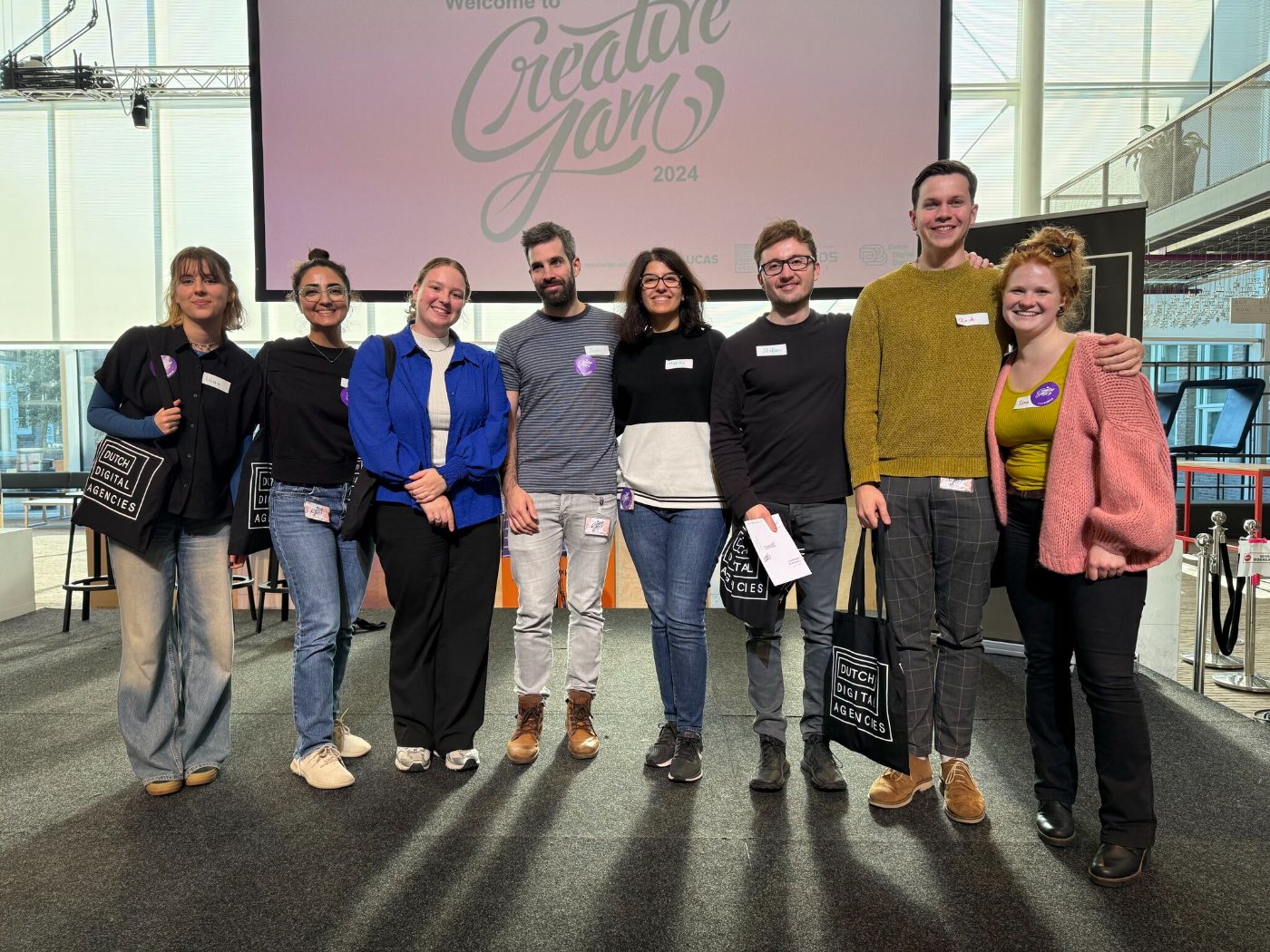 Negin with her team on stage at Creative Jam 2024